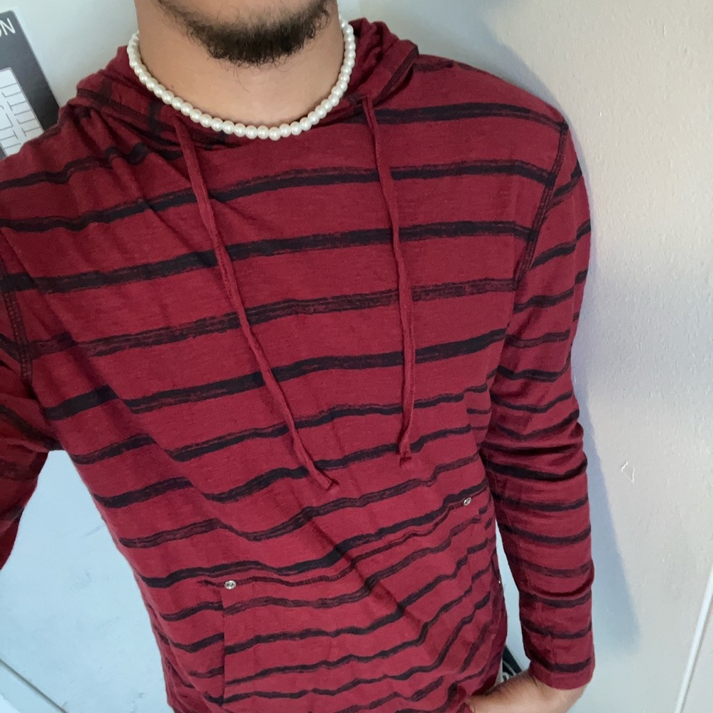 Red stripped lightweight hoodie